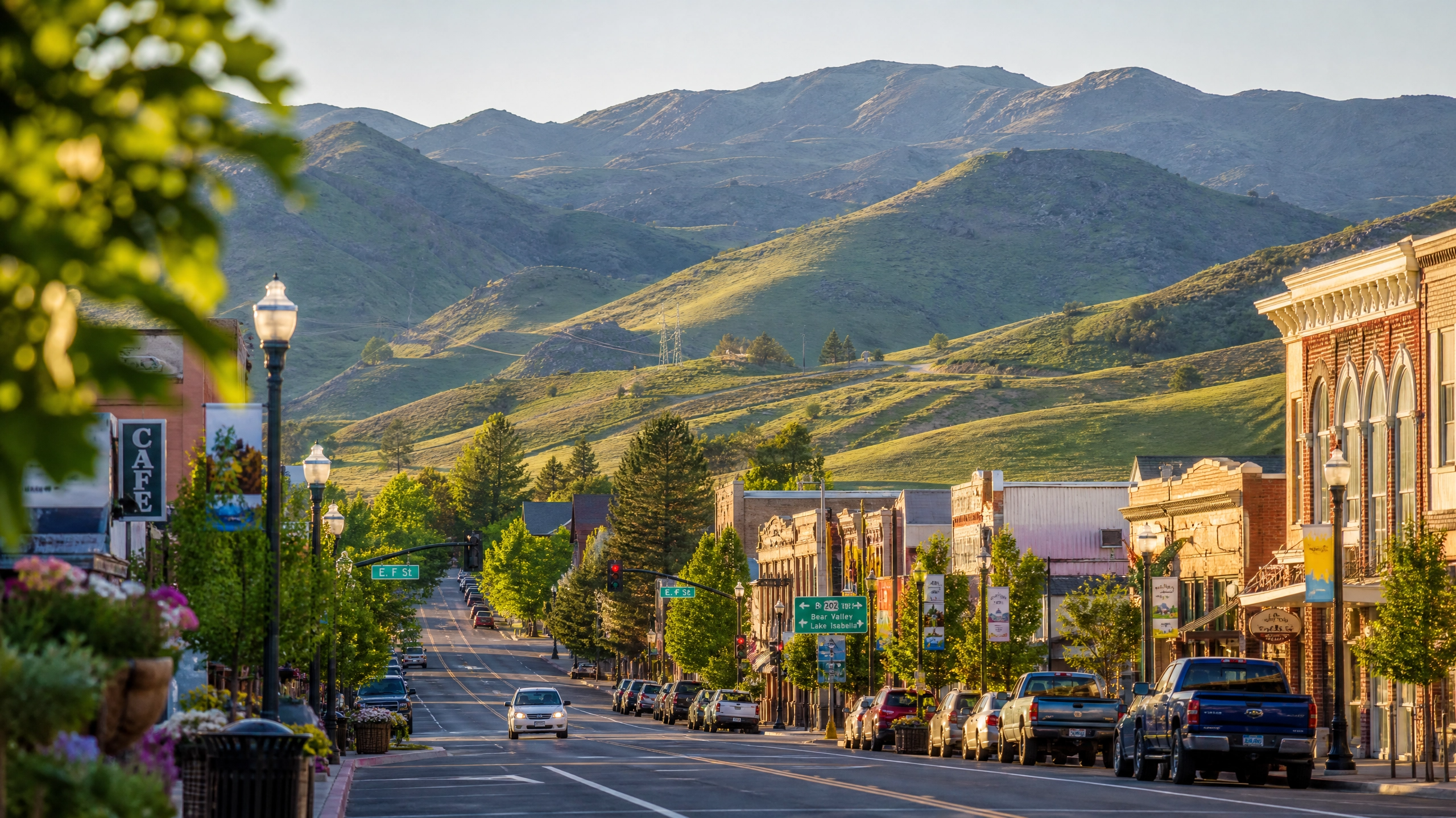 Scenic view of downtown Tehachapi and mountains
